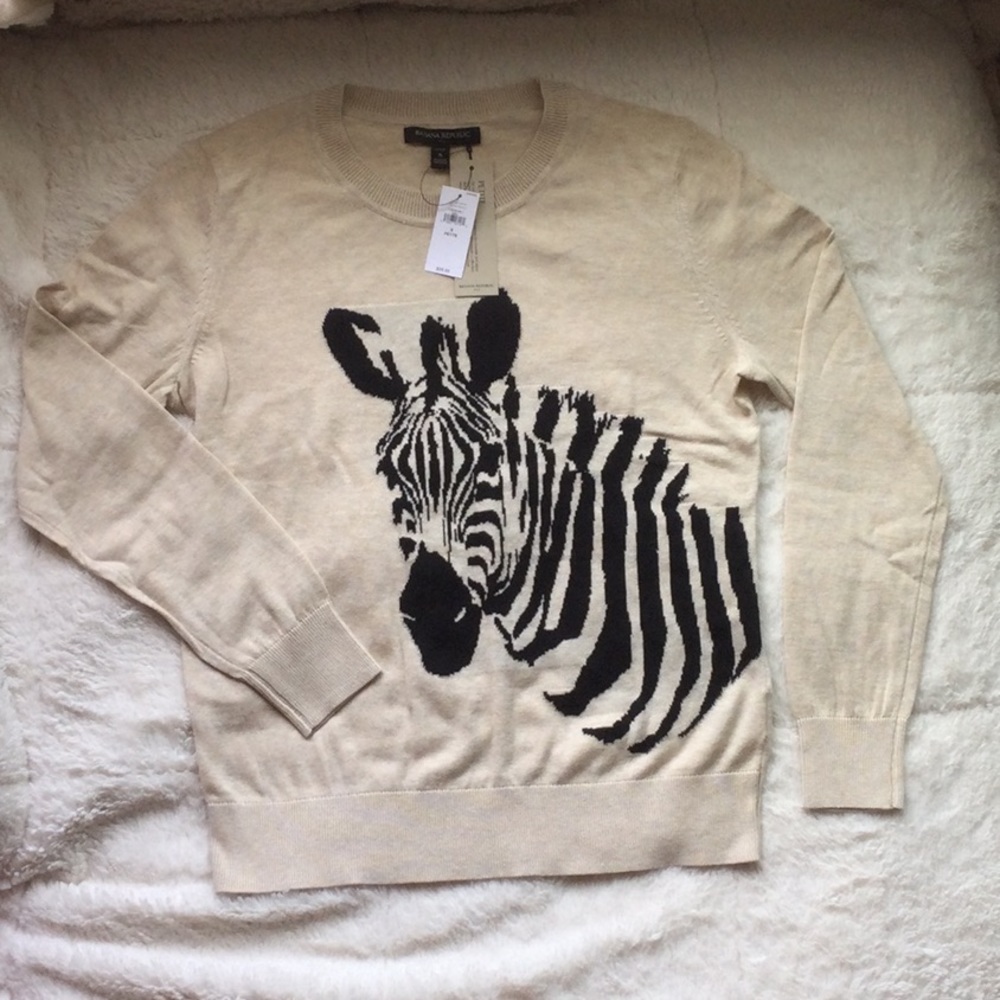 Banana Republic Zebra Sweater in Oatmeal